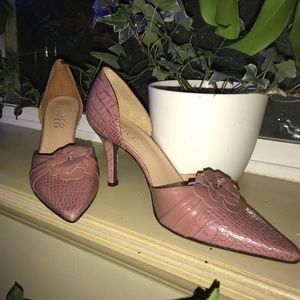 Franco Sarto Leather Flower Pump Heels
